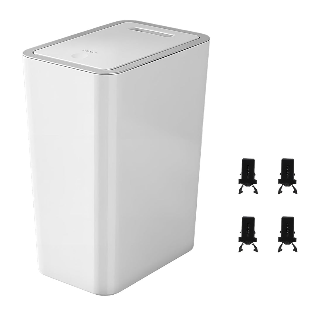Abfalleimer aus Kunststoff, Mülleimer Bad, 10L Mülleimer Küche, Mülleimer Mülleimer mit 4 Pcs Plasti