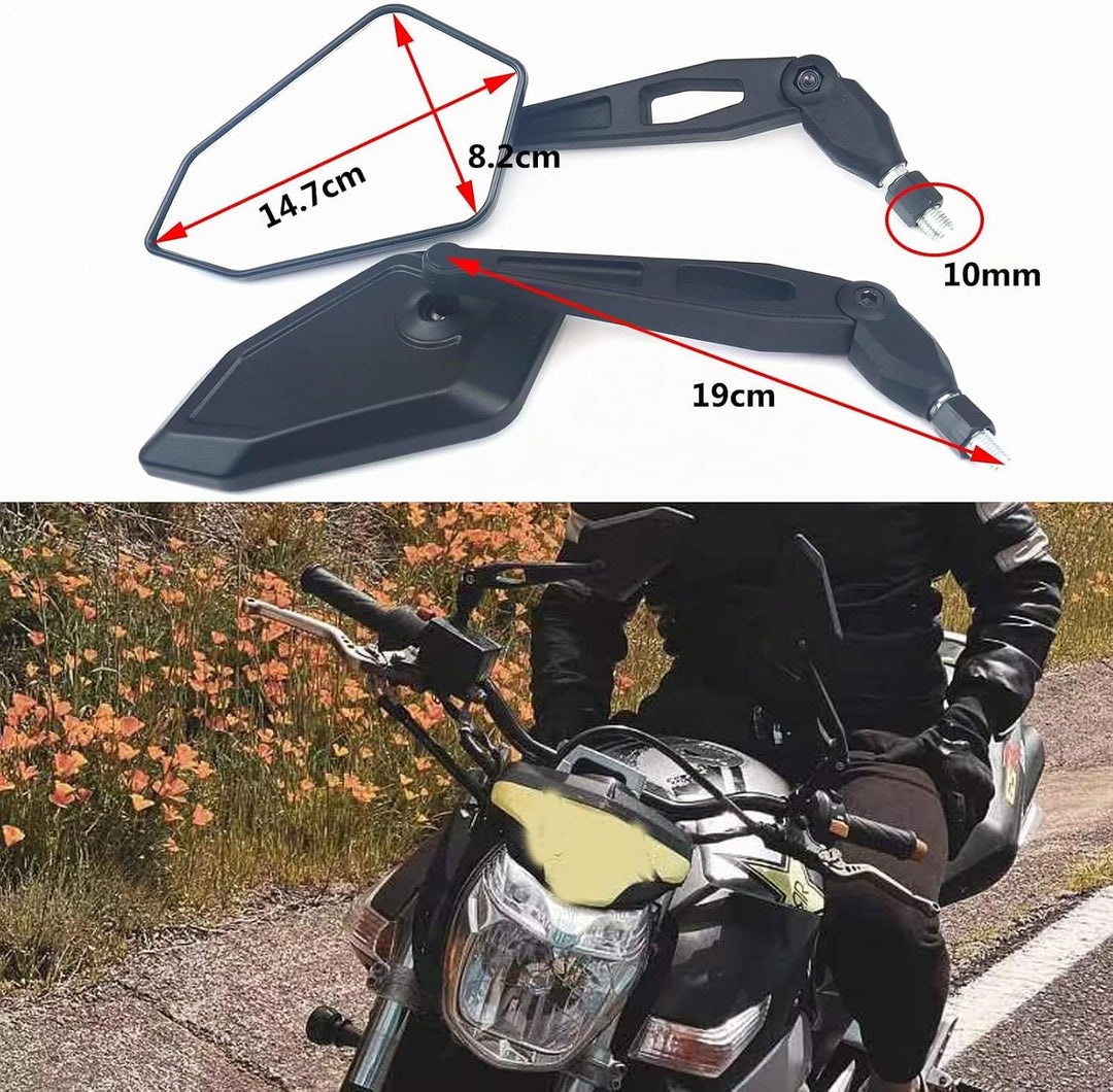 BREDUXSER Universal Motorrad Rückspiegel Spiegel 8 mm 10 mm E-geprüft Rückseitenspiegel Seitenspiege