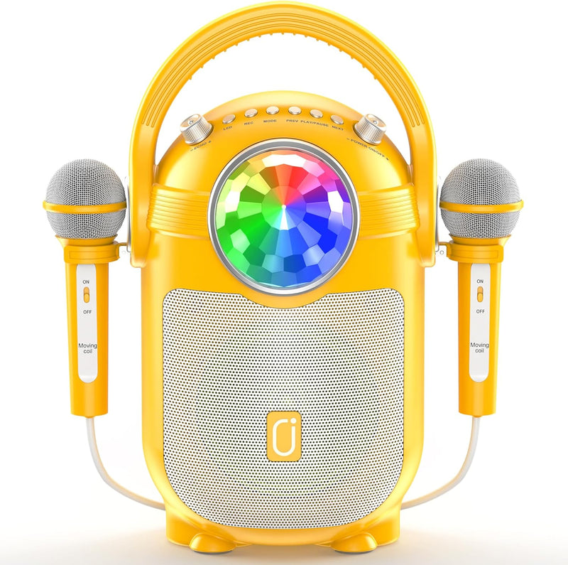 JYX Karaoke Machine für Kinder, Bluetooth Karaoke Anlage mit 2 Mikrofonen, Tragbares Bluetooth Lauts