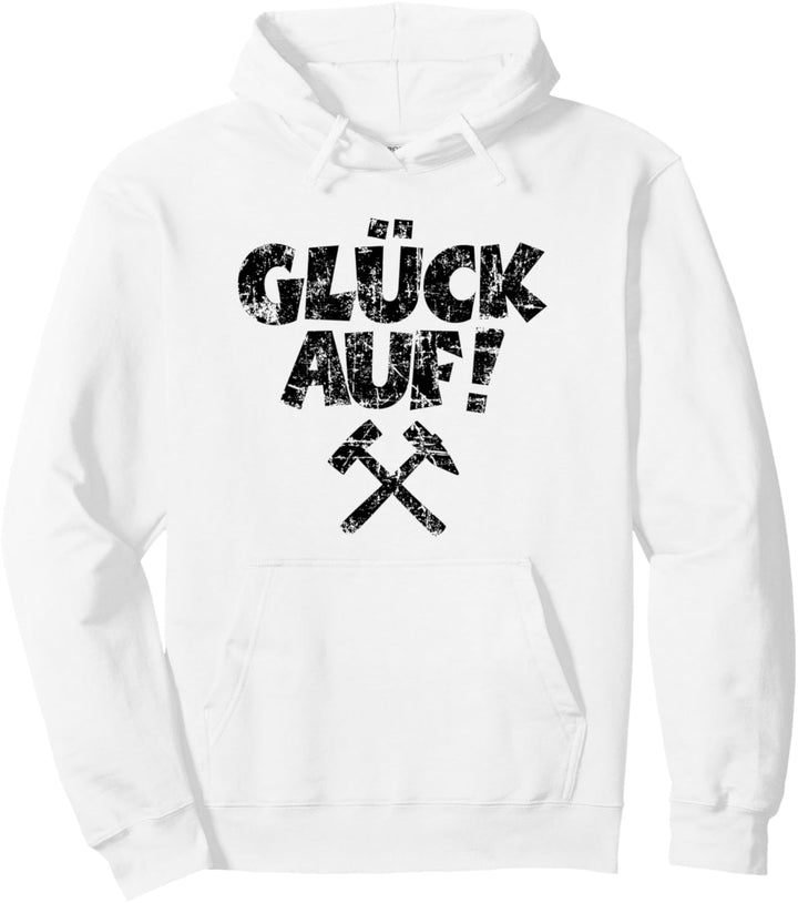 Glück Auf (Vintage Schwarz) Bergmannszeichen Pullover Hoodie