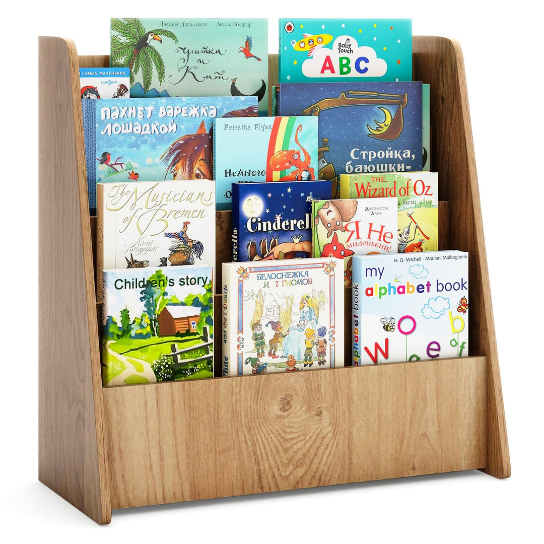 COSTWAY Kinderregal mit 4 Fächern, Bücherregal für Kinder, Zeitungsständer, Aufbewahrungsregal für K
