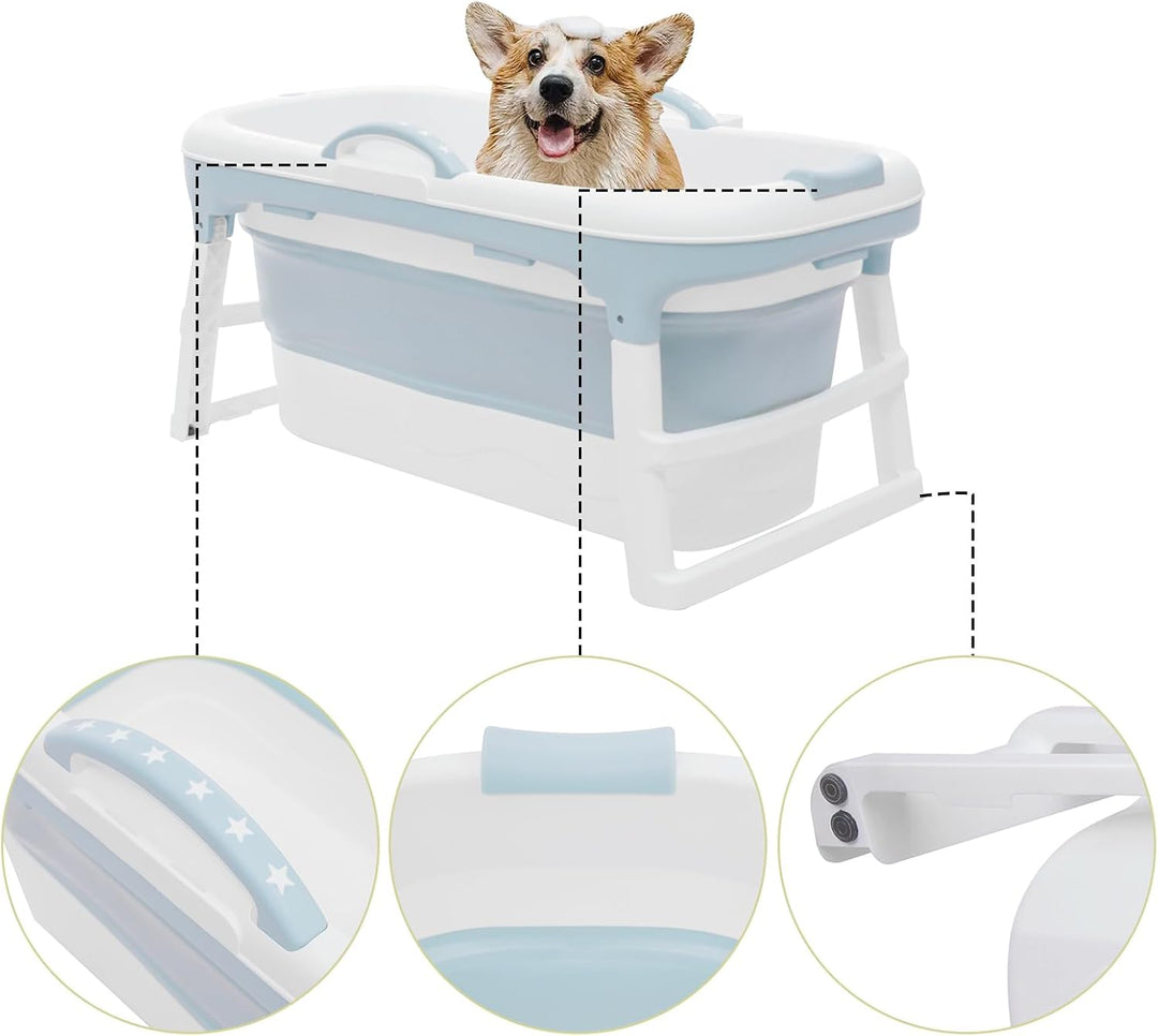 SuhoFutus Hundebadewanne Faltbare Badewanne für Grosse Hunde, Hundebadewanne mit Wasserablassstopfen
