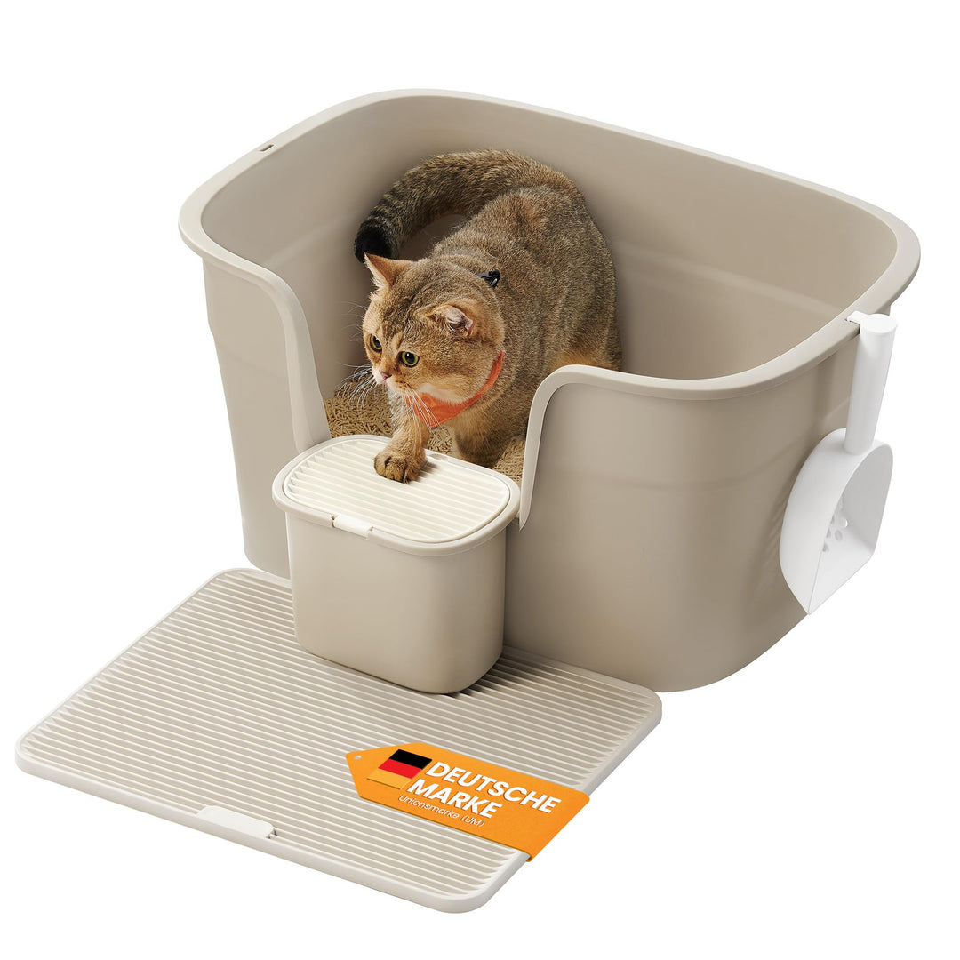 Feandrea Katzenklo, extragrosse Katzentoilette, mit hohen Seitenwänden, Katzenstreumatte, Aufbewahru