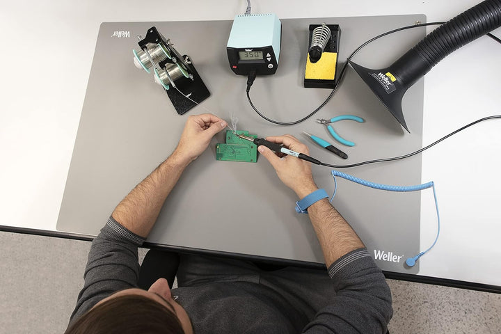 Weller T0051403799 Antistatische ESD Premium Tisch-Lötmatten Set, Grauer Lötmattensatz Grey Solderin