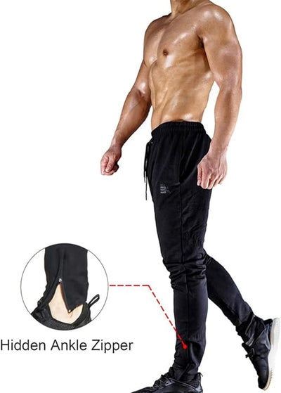 BROKIG Jogginghose Herren Baumwolle Trainingshose Sporthose Herren Lang Fitness Slim fit Hose S Schw