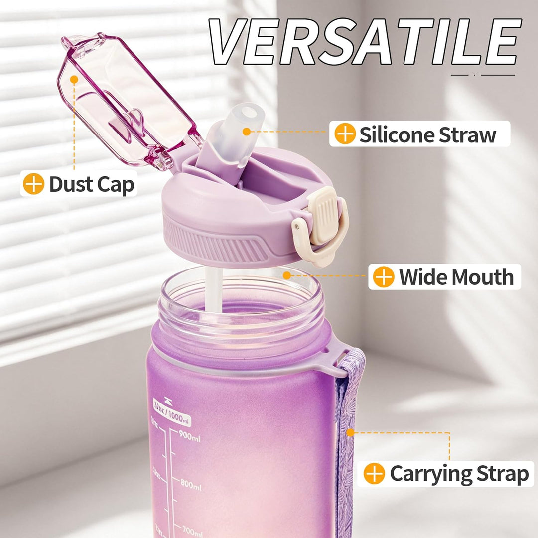 YC Kitchen Trinkflasche 1L – Wasserflasche 1L, auslaufsichere und BPA-freie Trinkflasche sport - Was