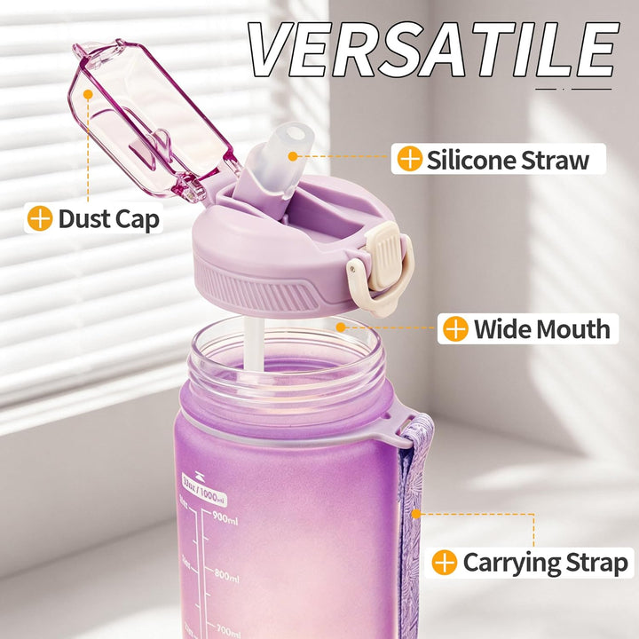 YC Kitchen Trinkflasche 1L – Wasserflasche 1L, auslaufsichere und BPA-freie Trinkflasche sport - Was