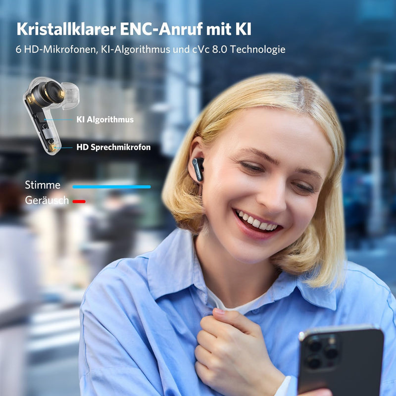 EarFun Air Pro 4 Bluetooth Kopfhörer mit Adaptive Hybride Geräuschunterdrückung, aptX Lossless, Hi-R