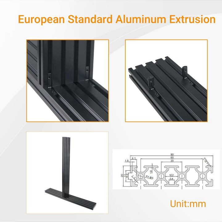 CNCYEAH 2 Stück 2080 Aluminiumprofil Extrusions 1000mm Nut 6.2 T-Typ Europäischer Standard Eloxierte