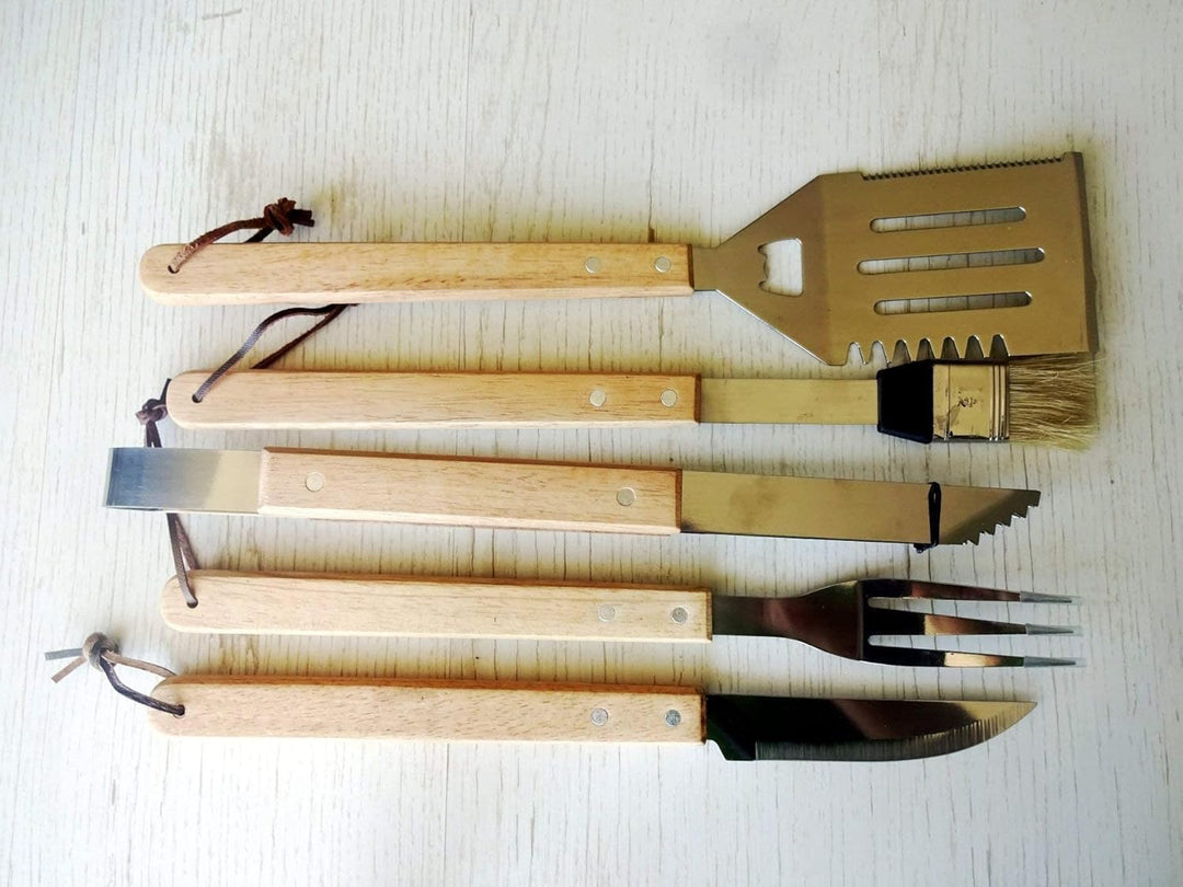 Personalisierte Grill Set | 5 Stück Grillbesteck Werkzeug Set | BBQ Grill-Tools | Set Barbecue-Utens