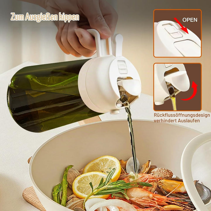 YARRAMATE 2 Stück 470ml Lichtblockierender dunkler Ölsprüher zum Kochen, 2-in-1 UV Schutz ölzerstäub