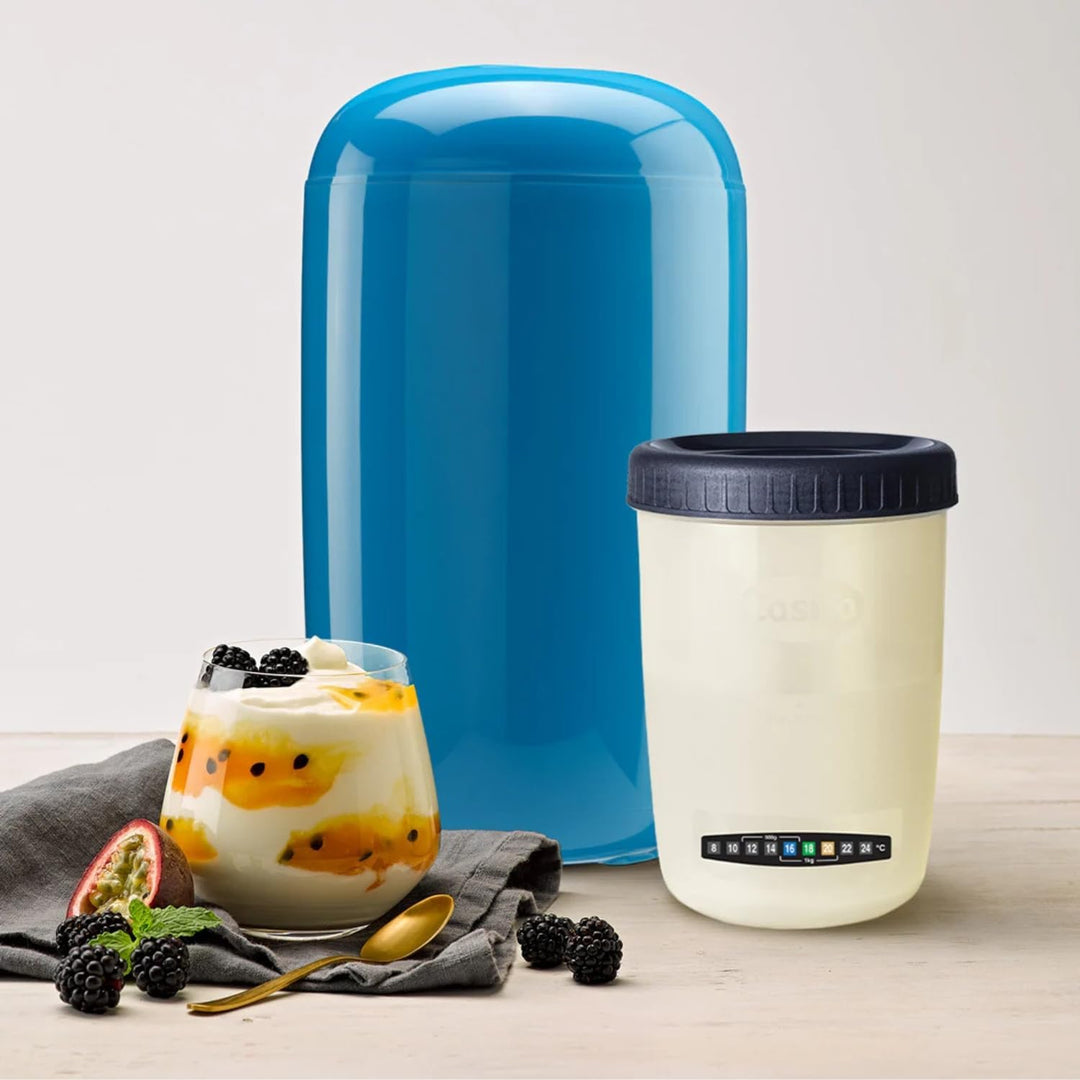 EasiYo Blauer Joghurtbereiter, 1 kg, mit Behälter und Anleitung – manuelle Zubereitung von selbstgem