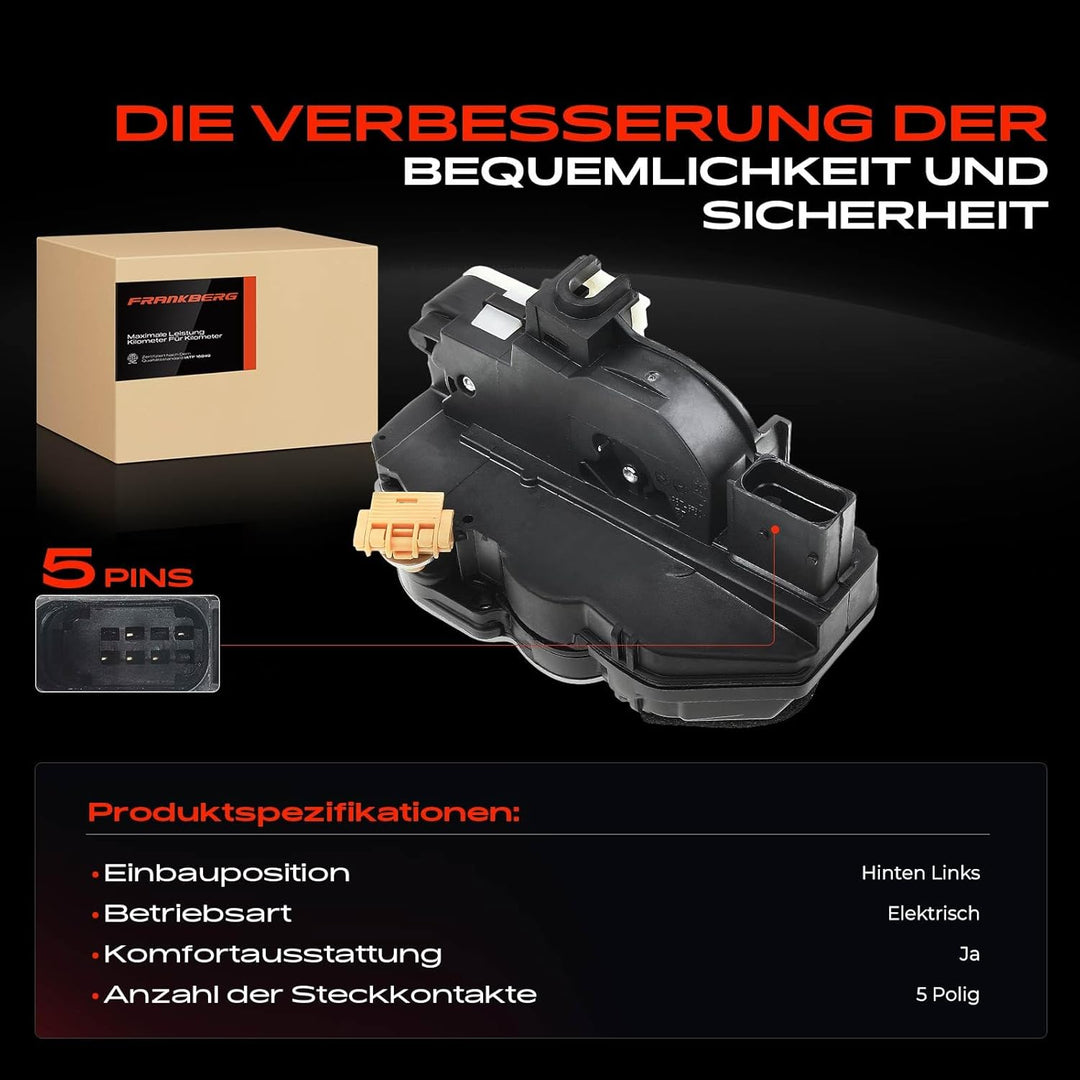 Frankberg Türschloss Stellmotor Hinten Links 5-Polig Kompatibel mit Astra J P10 Schrägheck 2009-2015