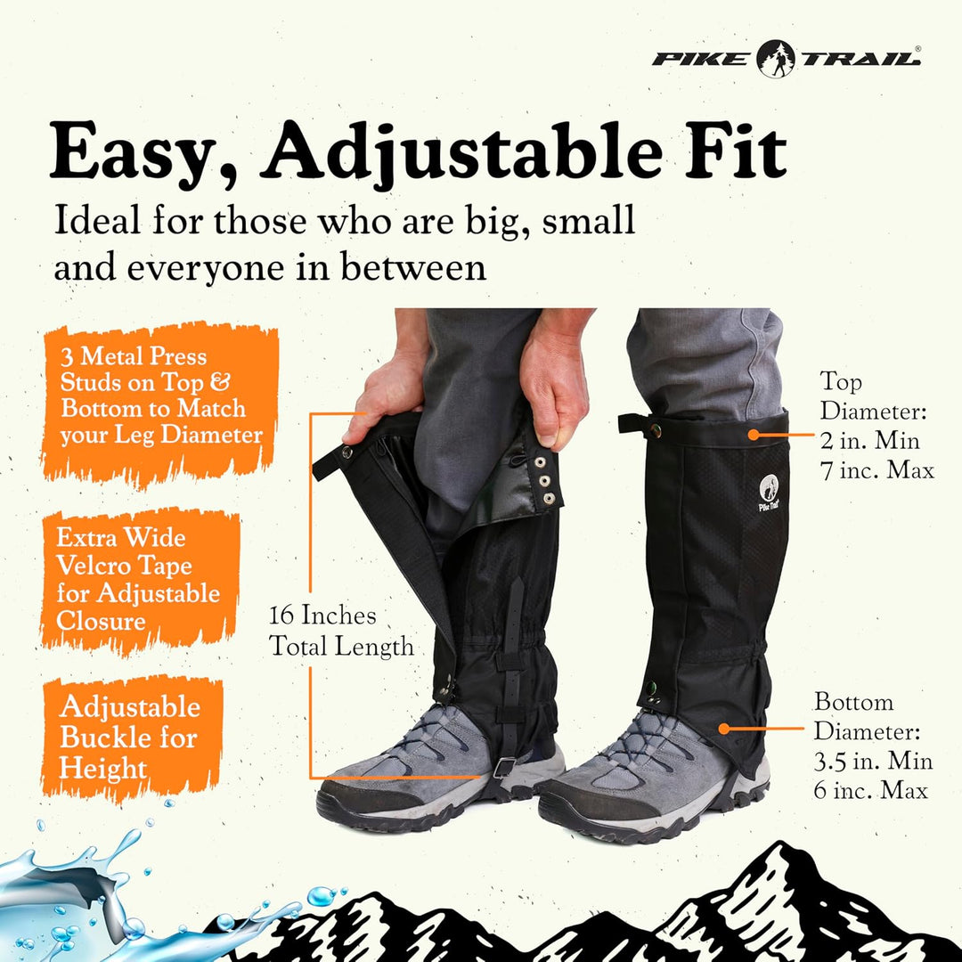 Pike Trail Unisex Trekpro Verstellbare Beinmanschette in voller Länge Grau, Einstellbar Grau