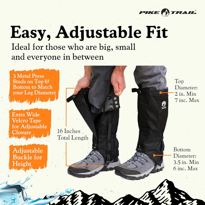 Pike Trail Unisex Trekpro Verstellbare Beinmanschette in voller Länge Grau, Einstellbar Grau