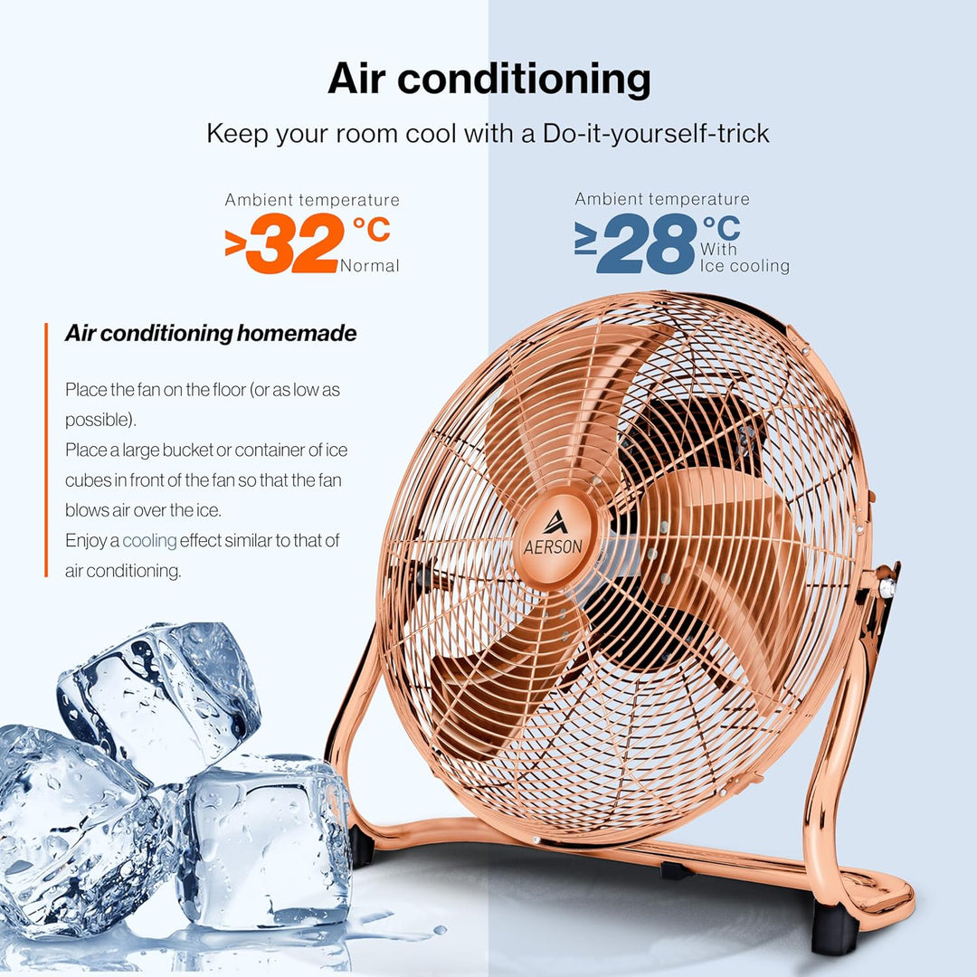 TRESKO AERSON Bodenventilator 50cm | Windmaschine mit 3-Leistungsstufen 120W | Standventilator Venti