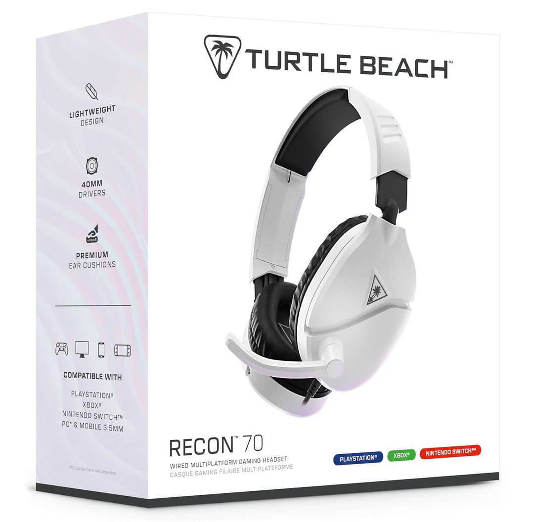 Turtle Beach Recon 70 Konsole Weiss Playstation Universell Einsetzbares Gaming-Headset for PS5, PS4,