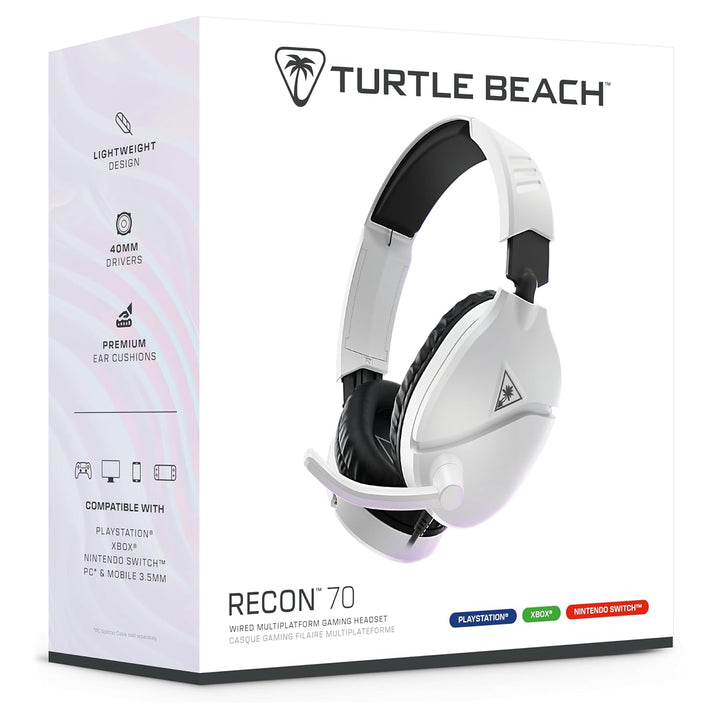 Turtle Beach Recon 70 Konsole Weiss Playstation Universell Einsetzbares Gaming-Headset for PS5, PS4,