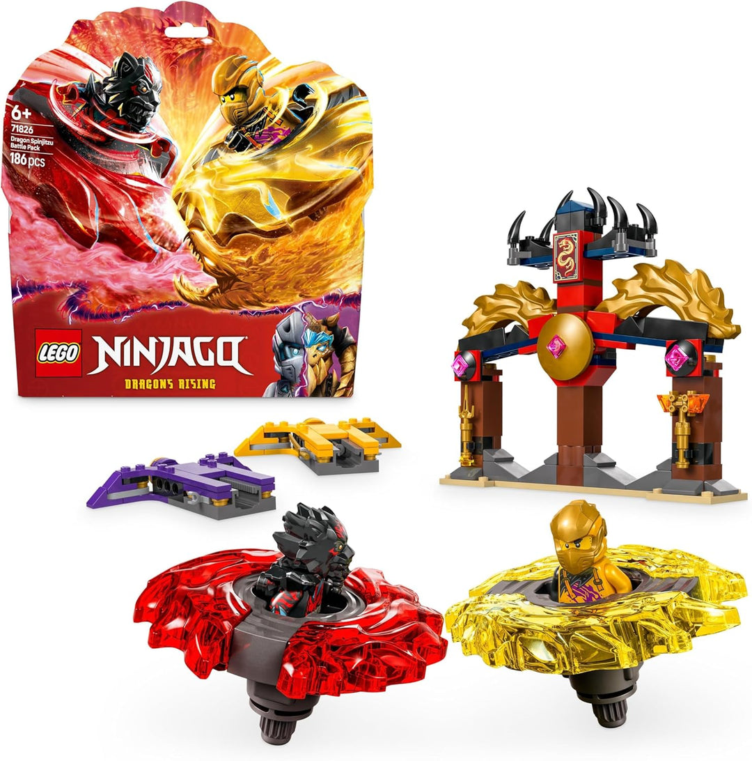 LEGO NINJAGO Drachen-Spinjitzu Battle Pack mit 2 Minifiguren - Ninja Spielzeug mit Spinner für Junge