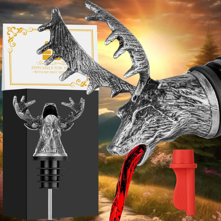 LULLEA Hirschkopf 2-in-1 Weinflaschenverschluss und Ausgiesser, Geschenke für Jäger, Geschenke für M