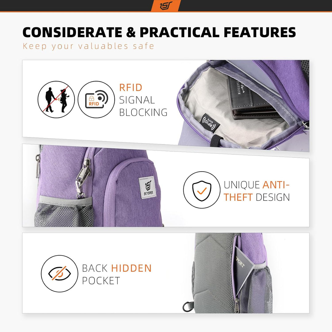 SKYSPER Brusttasche Leichte Sling Bag Herren Klein Schulter Rucksäcke Wasserfest Crossbody Pack Umhä
