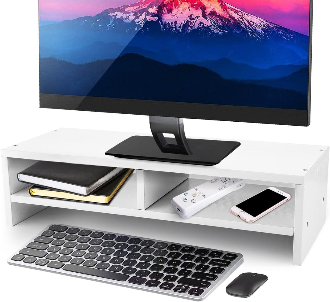 Holz Laptopständer 2-stufiger Laptopständer & Monitorständer mit Ablagefach, ergonomische Monitorerh