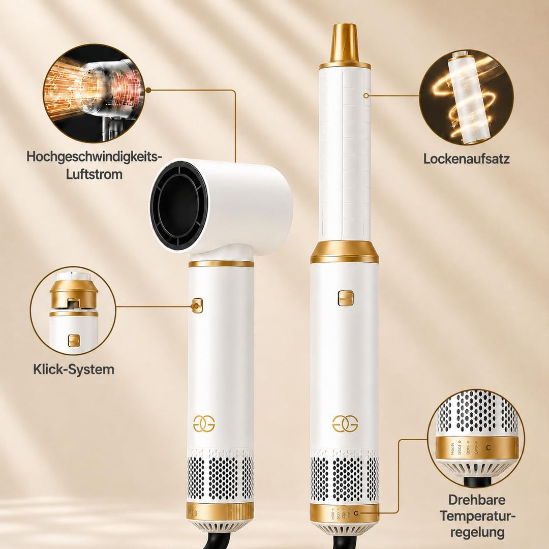 Airstyler 5-in-1, Multifunktionaler Hairstyler Set mit Warmluftbürste, Ionen Föhn, Professioneller H