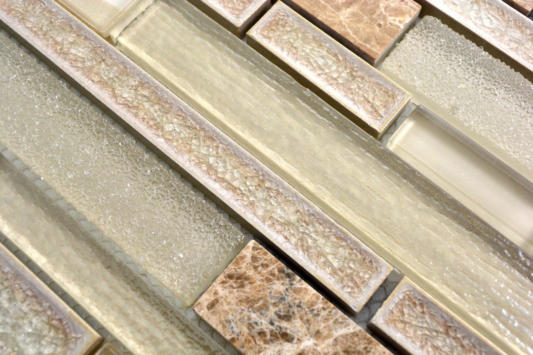 Mosaik Fliese Transluzent Keramik beige Verbund Glasmosaik Crystal Stein Keramik beige für WAND BAD