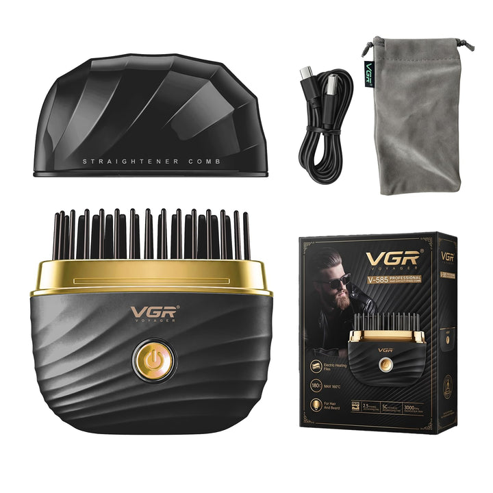 VGR 585 Kabellose Glättungsbürste Mini Mit 2 Temperaturstufen USB-Aufladung | Haarglätter Bürste Mit