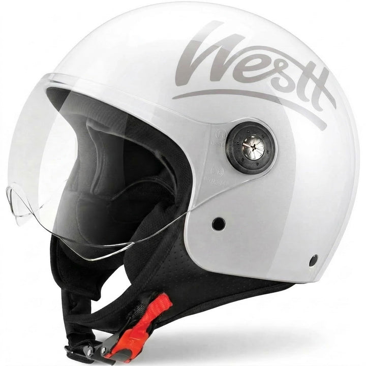 Westt Jethelm mit Visier ECE 22.06 – Leichter Motorradhelm für Damen und Herren – Roller Helm Mopedh