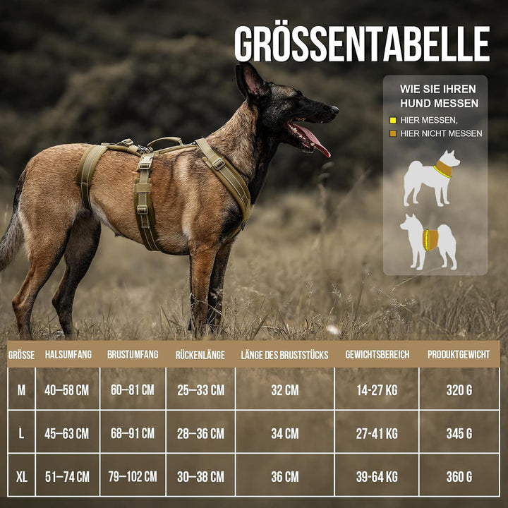 OneTigris Hundegeschirr, HOUNDLOCK Taktisches Geschirr Ausbruchsicher Einstellbar Weich Gepolstert B