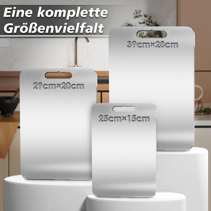 3 Stücke Titan Schneidebrett, S316 Schneidebrett Edelstahl, BPA-freies Doppelseitiges Lebensmittel T