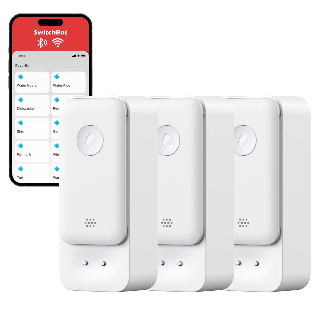 SwitchBot WLAN Wassermelder 3er Pack, Smart Wassersensor, 100dB Einstellbarer Alarm&App-Benachrichti