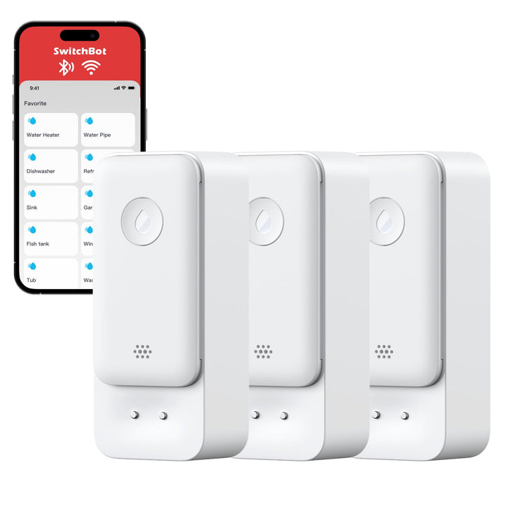 SwitchBot WLAN Wassermelder 3er Pack, Smart Wassersensor, 100dB Einstellbarer Alarm&App-Benachrichti