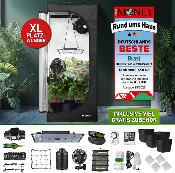 BRAST Growzelt GrowBox | Komplettset inkl. Sonderzubehör | viele Grössen | 60x60x140-120x60x180cm |