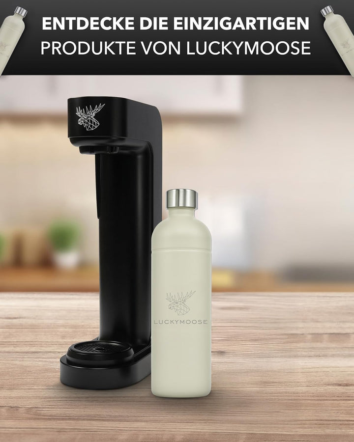 Luckymoose Infinity Edelstahlflasche Wassersprudler 1,25L – Kompatibel mit der LM Infinity Serie, Aa