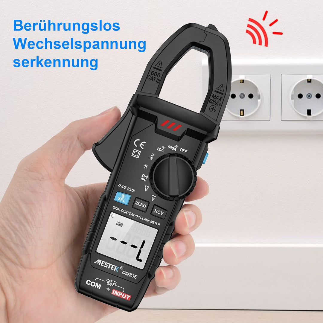 Stromzange MESTEK AC/DC Zangenmultimeter Strommessgerät Amperezange True-RMS 6000Zähler Automatische