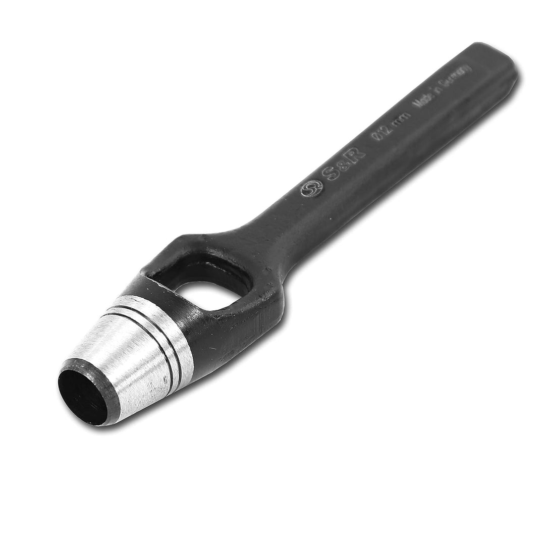 S&amp;R Henkellocheisen Satz 5-tlg.: 2, 5, 7, 10, 12 mm/MADE IN GERMANY/in Kunststoffrolltasche Locheise