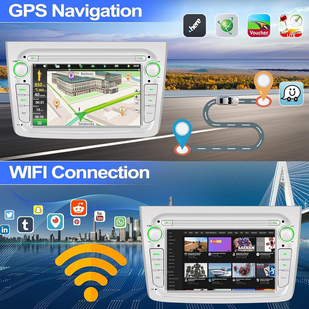 CAMECHO 2G+64G Android 15 Autoradio für Alfa Romeo MITO 2008-2016 mit Navi Carplay Android Auto, 7''