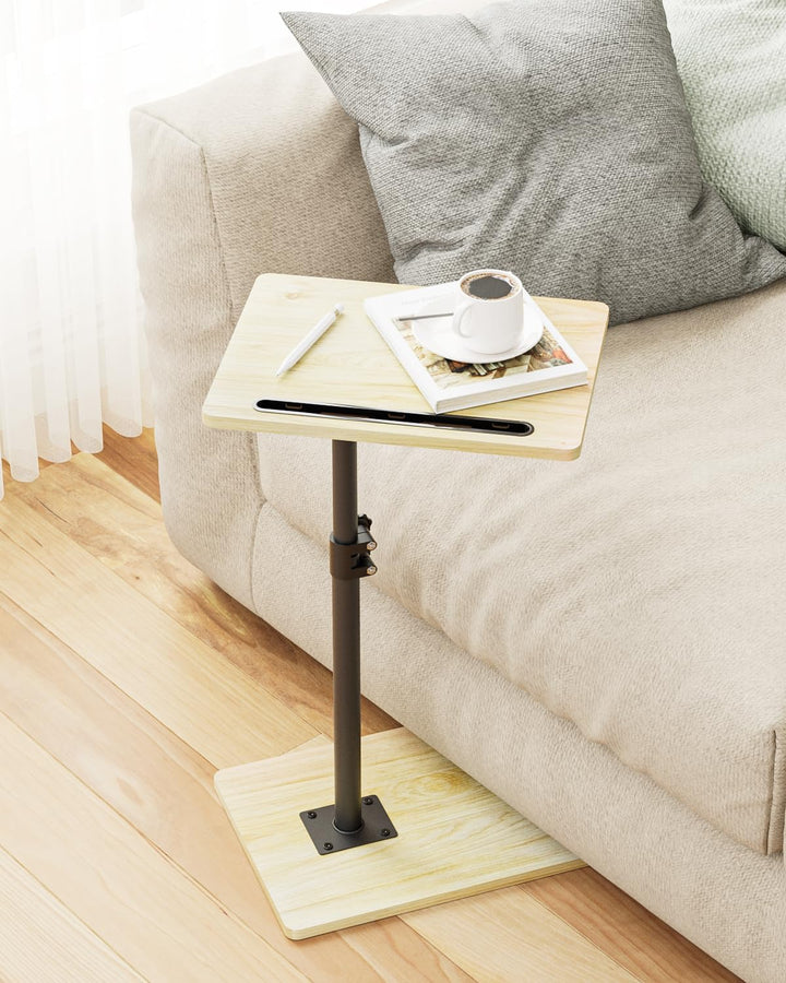 Apetaccat Beistelltisch C-Form, 360°Rotierend Couchtisch Klein, Höhenverstellbar Sofatisch,40x30x(45