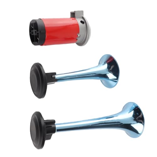 KIMISS 12V 178dB Air Horn Lauter Klang Doppeltrompete mit Luftkompressor für Auto, Motorrad, Boot, L