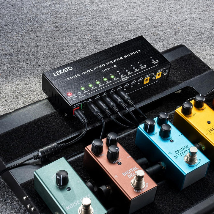 LEKATO Gitarre Pedal Netzteil, 10 Isolierte Ausgang für 9V/12V/18V, Effektpedal-Netzteil für E-Gitar