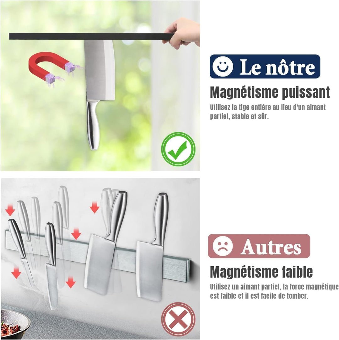 Dmore 30 cm Magnetleiste Messer mit 2 Haken, schwarzer Messerhalter magnetisch ohne Bohren, leistung
