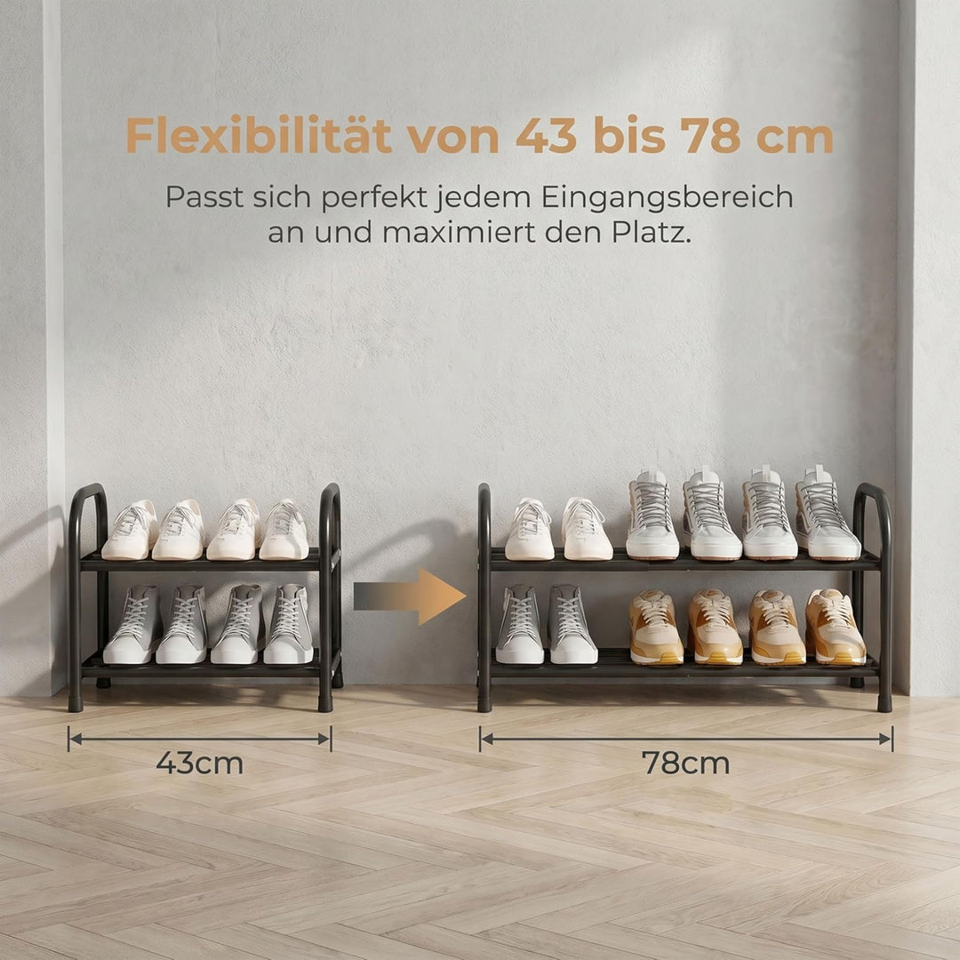 URMONA Erweiterbares Schuhregal, Platzsparend Schuhregal Klein, Adjustable &amp; Expandable 43 to 78 cm,