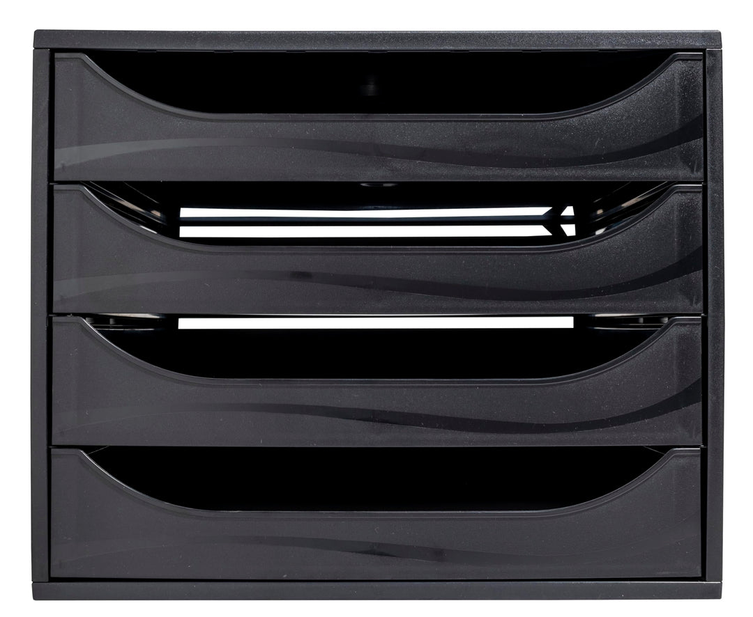 Exacompta 228014D Ablagebox Ecoblack mit 4 Schubladen für DIN A4+ Dokumente. Ecobox mit hoher Kapazi