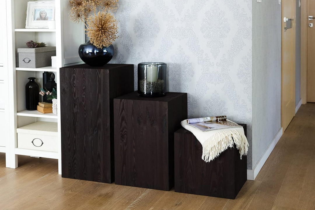 DECOKTIVO Holzständer, Holzblock, Baumstamm Deko, Bodenwindlicht Säule, Blumensäule Holz, Dekosäule,