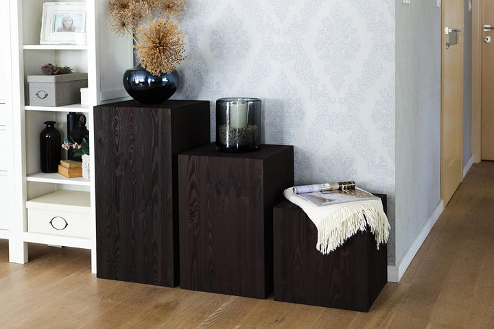 DECOKTIVO Holzständer, Holzblock, Baumstamm Deko, Bodenwindlicht Säule, Blumensäule Holz, Dekosäule,