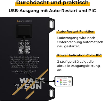 Sunnybag Leaf Mini | 5 Watt Tragbares Solarpanel | Effizient, wasserfest, Ultraleicht, 158g | Solarl