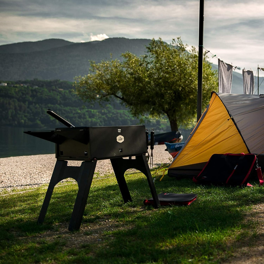 Innovativster BBQ-Grill Gizzo, Tragbare Grill, Mobiler Holzkohlegrill, Transportabler, Camping, Pick