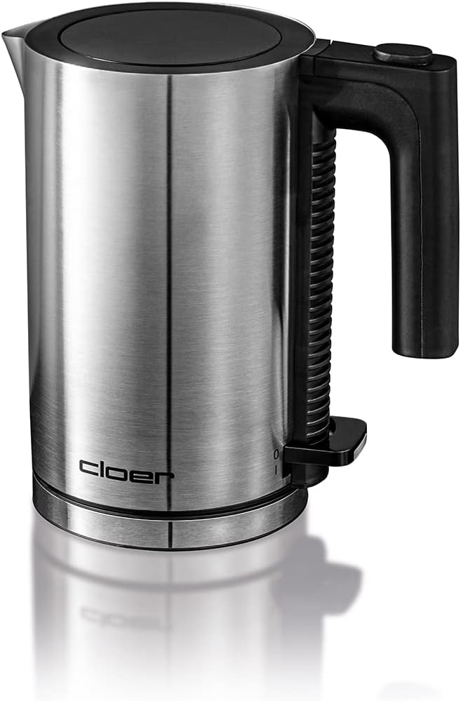Cloer 4990 David, Wasserkocher, 1960 W, Einhandbedienung, 0,8 Liter, mattierter Edelstahlbehälter, T
